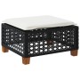 Sgabello Giardino con Cuscino Nero 63,5x56x32 cm in Polyrattan