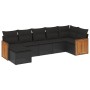 Set Divani da Giardino con Cuscini 7pz Nero Polyrattan