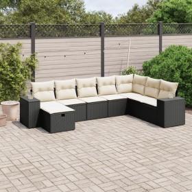 Set Divani da Giardino con Cuscini 8 pz Nero in Polyrattan