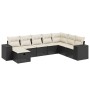 Set Divani da Giardino con Cuscini 8 pz Nero in Polyrattan