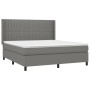 Letto a Molle Materasso e LED Grigio Scuro 180x200cm in Tessuto