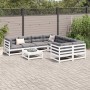 Set Divani da Giardino 9 pz Bianco in Legno Massello di Pino