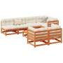 Set Divani Giardino 8 pz con Cuscini Marrone Cera Massello Pino