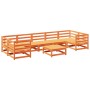 Set Divani da Giardino 8 pz Marrone Cera Legno Massello Pino