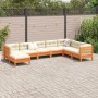 Set Divani Giardino 8 pz con Cuscini Marrone Cera Massello Pino