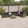 Set Divani da Giardino 8pz con Cuscini Legno Impregnato di Pino