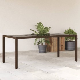 Tavolo Giardino Piano in Vetro Marrone 190x90x75 cm Polyrattan