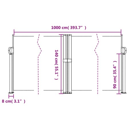 Tenda da Sole Laterale Retrattile Rossa 140x1000 cm