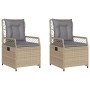 Sedie da Giardino Reclinabili 2 pz Beige Polyrattan