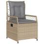 Sedie da Giardino Reclinabili 2 pz Beige Polyrattan