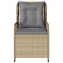 Sedie da Giardino Reclinabili 2 pz Beige Polyrattan