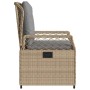 Sedie da Giardino Reclinabili 2 pz Beige Polyrattan