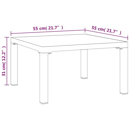 Tavolino da Giardino Grigio 55x55x31 cm DPC e Acciaio