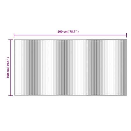 Tappeto Rettangolare Grigio 100x200 cm in Bambù