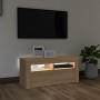 Mobile Porta TV con Luci LED Rovere Sonoma 90x35x40 cm