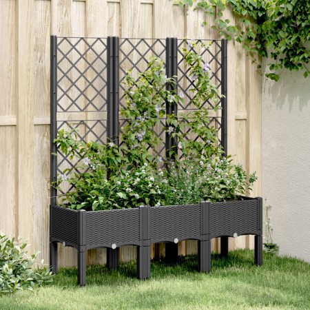 Fioriera da Giardino con Traliccio Nera 120x40x142 cm in PP