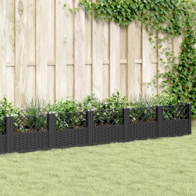 Fioriera da Giardino con Picchetti Nera 363,5x43,5x43,5 cm PP