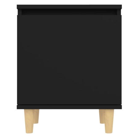 Comodino con Gambe in Legno Massello Nero 40x30x50 cm