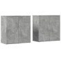 Credenze 2 pz Grigio Cemento 79x38x80 cm in Legno Multistrato