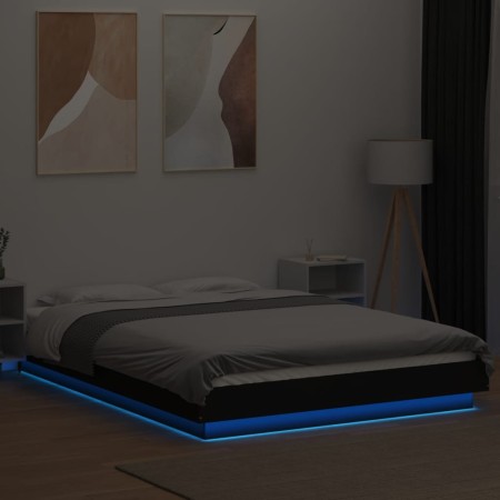 Giroletto con Luci LED Nero 120x190 cm in Legno Multistrato