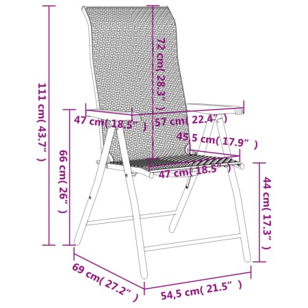 Sedie Pieghevoli da Giardino 8 pz Grigie in Polyrattan