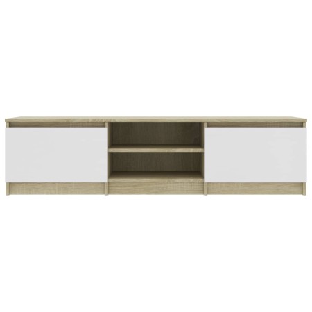 Mobile TV Bianco Rovere Sonoma 140x40x35,5 cm Legno Multistrato