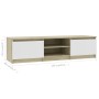 Mobile TV Bianco Rovere Sonoma 140x40x35,5 cm Legno Multistrato