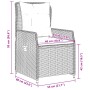 Set da Pranzo da Giardino 7 pz con Cuscini in Polyrattan Grigio