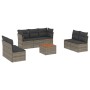 Set Divano da Giardino 8 pz con Cuscini Grigio in Polyrattan