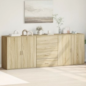 Credenze 3 pz Rovere Sonoma in Legno Multistrato