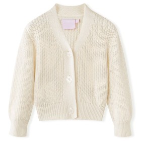 Cardigan da Bambina Lavorato a Maglia Bianco Neve 116