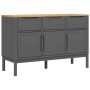 Credenza FLORO Grigia 114x43x74 cm in Legno Massello di Pino