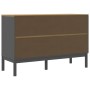 Credenza FLORO Grigia 114x43x74 cm in Legno Massello di Pino