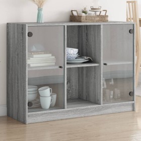 Credenza Grigio Sonoma 102x37x75,5 cm in Legno Multistrato