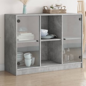 Credenza Grigio Cemento 102x37x75,5 cm in Legno Multistrato