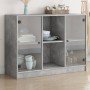 Credenza Grigio Cemento 102x37x75,5 cm in Legno Multistrato