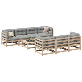 Set Divani da Giardino 8 pz con Cuscini Legno Massello di Pino