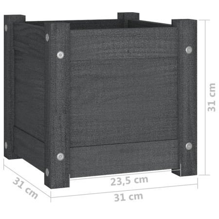 Fioriera da Giardino Grigia 31x31x31 cm Legno Massello di Pino