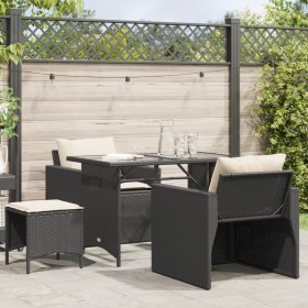 Set Divani da Giardino 4 pz con Cuscini Nero in Polyrattan