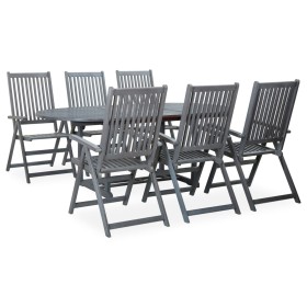 Set da Pranzo da Giardino 7 pz Legno Massello di Acacia Grigio