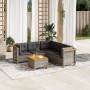 Set Divano da Giardino 6 pz con Cuscini Grigio in Polyrattan