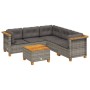 Set Divano da Giardino 6 pz con Cuscini Grigio in Polyrattan