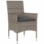 Set Pranzo da Giardino 9pz con Cuscini Polyrattan Acacia Grigio