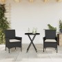 Set da Bistrò 3 pz con Cuscini Nero Polyrattan e Vetro