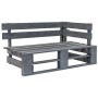 Panca Angolare da Giardino su Pallet in Legno Grigio