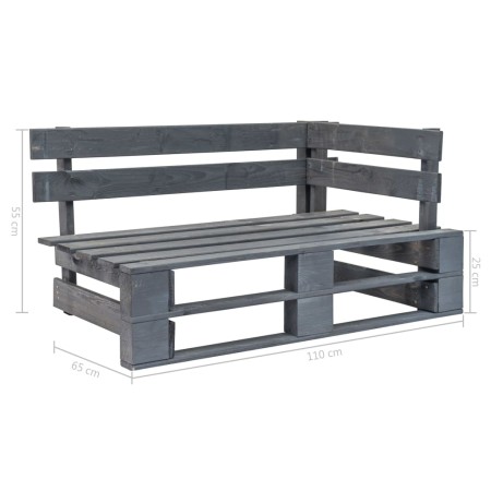 Panca Angolare da Giardino su Pallet in Legno Grigio