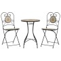 Set da Bistrot con Mosaico Terracotta e Bianco Ferro e Ceramica
