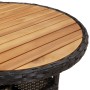 Set Pranzo da Giardino 5 pz con Cuscini Nero Polyrattan Acacia