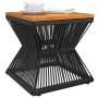 Tavolino Base in Filo Metallico Nero 38x38x38cm Massello Acacia