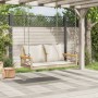 Panchina a Dondolo con Cuscini Beige 109x62x40 cm in Polyrattan